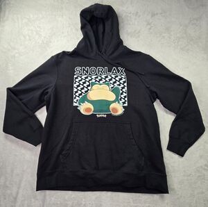 Pokemon Men’s Snorlax Hoodie Hooded Sweatshirt Black Large Nintendo 2021